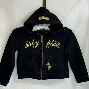 Vintage Baby Phat Girlz Full Zip Long Sleeves Hoodie - Black/Gold - Size 5/6